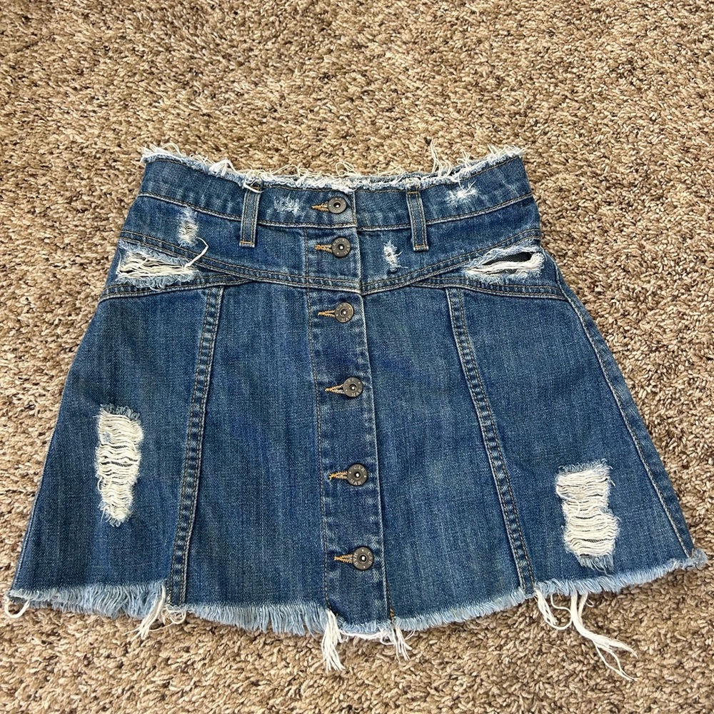 Carmar mini distressed denim skirt 25